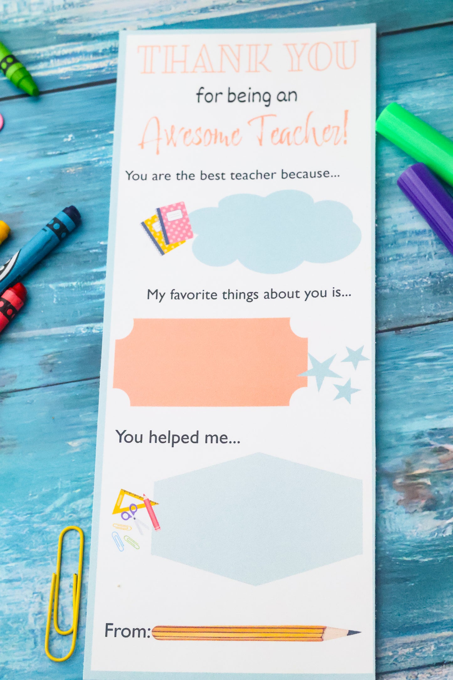 Teacher's Appreciation Printable Gift Set