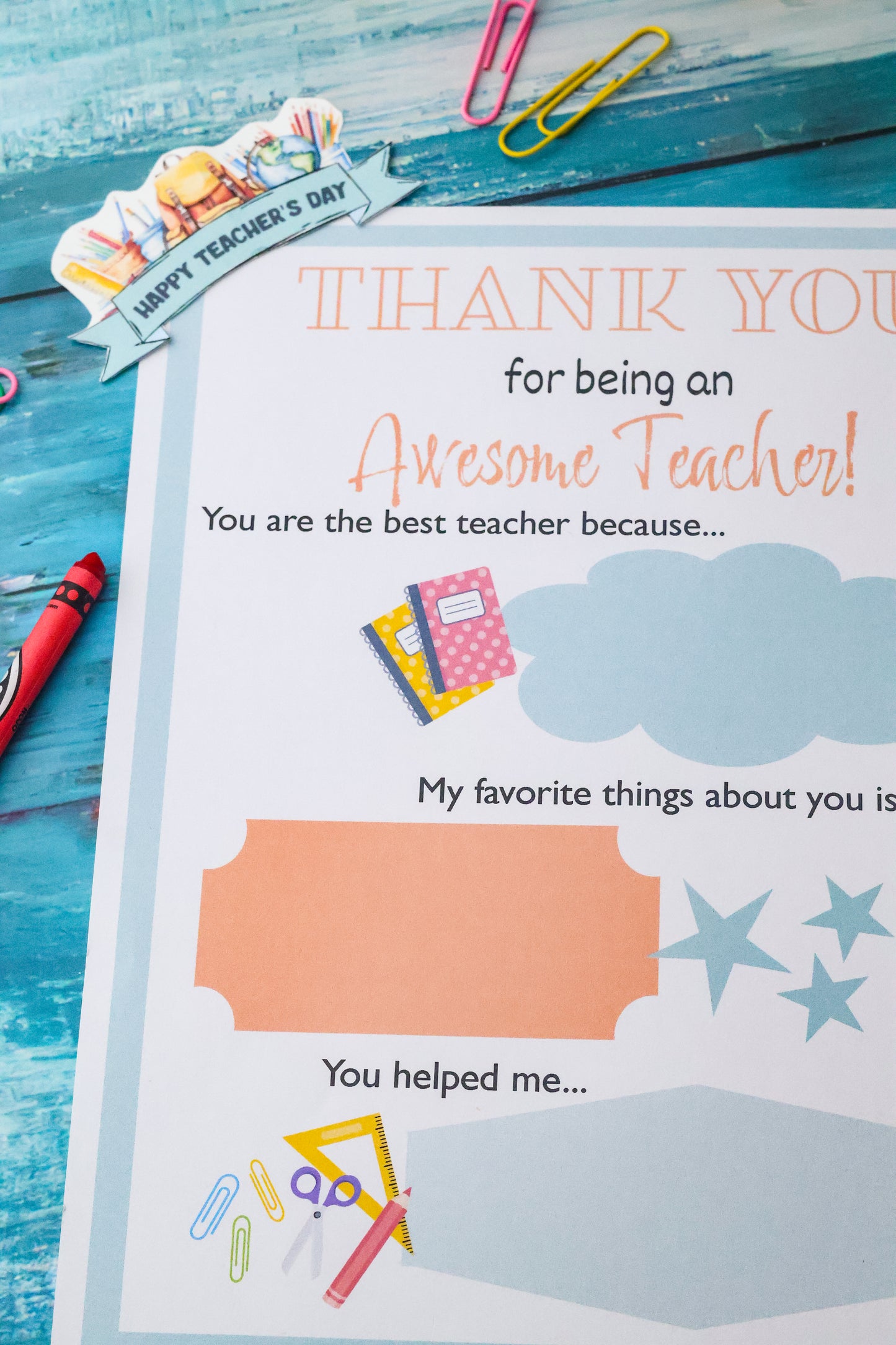 Teacher's Appreciation Printable Gift Set