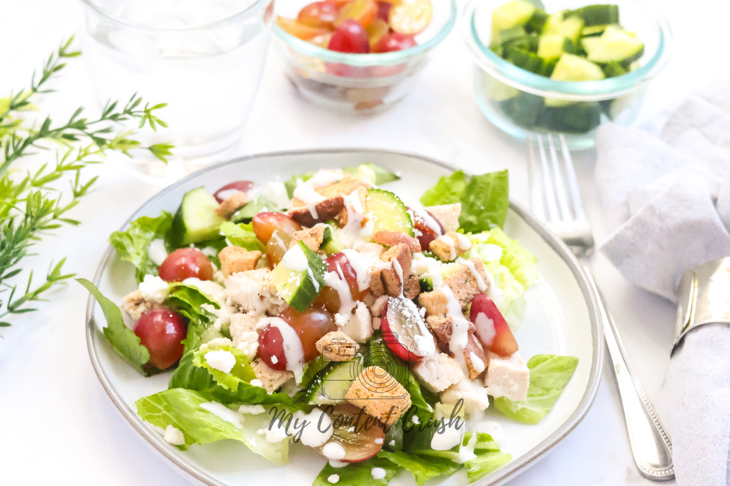 Chicken Salad with Cucumbers and Grapes Set 2